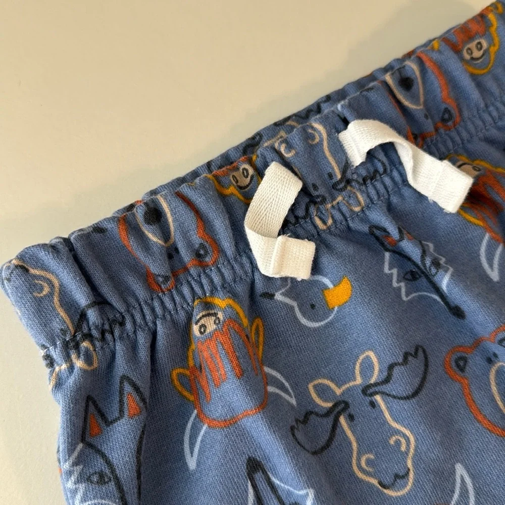 3/$15 🌸 Garanimals Baby French Terry Pull On Shorts Blue Forest Animal Print
